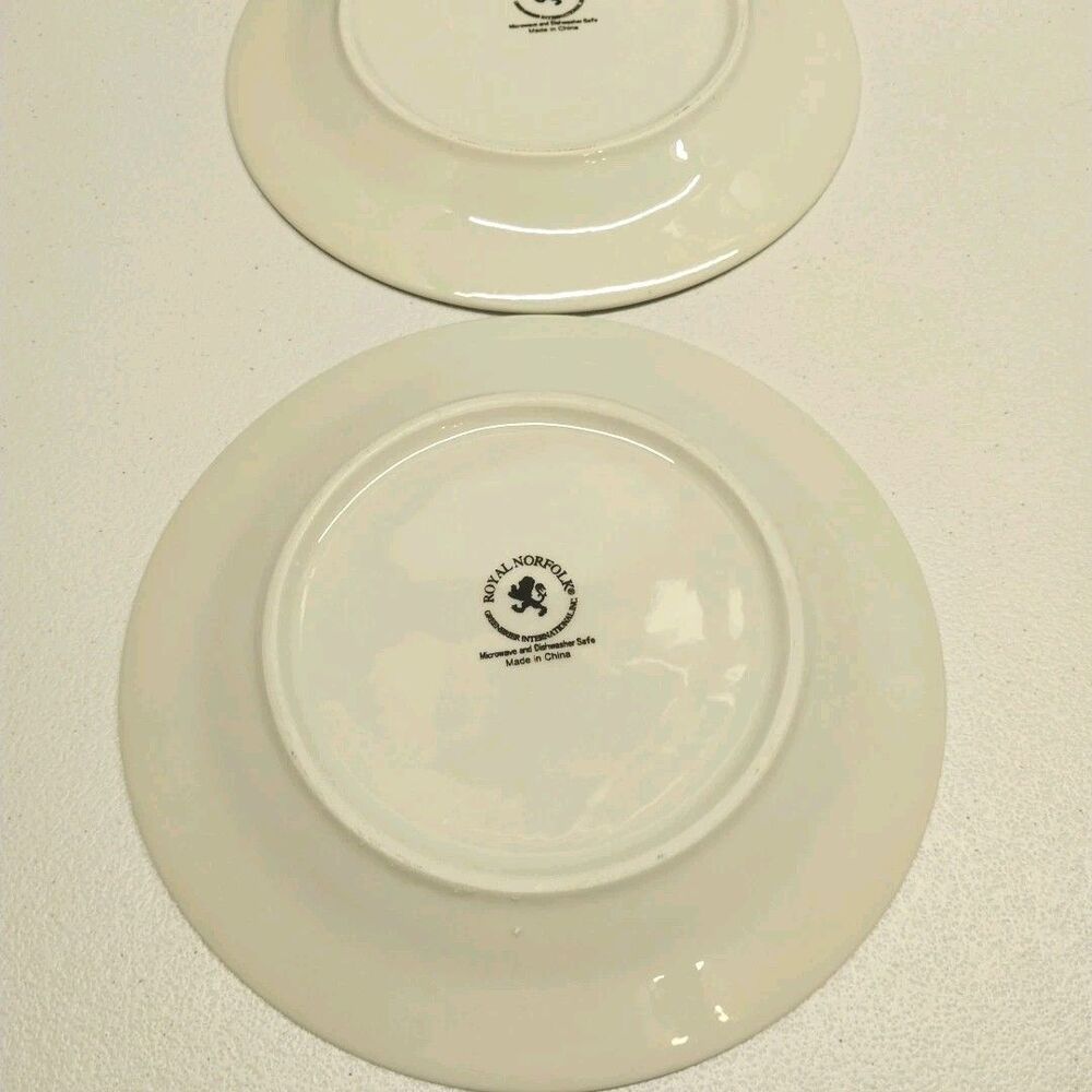 Royal Norfolk Lemon Salad Plates 7.5" Set of 2 Yellow Fruit Dessert - Picture 6 of 9